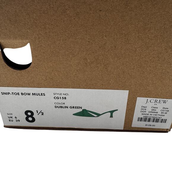 J. Crew Snip Toe Bow Kelly Green Formal Dressy Classy Mules Women's Size 8.5 - Picture 11 of 11